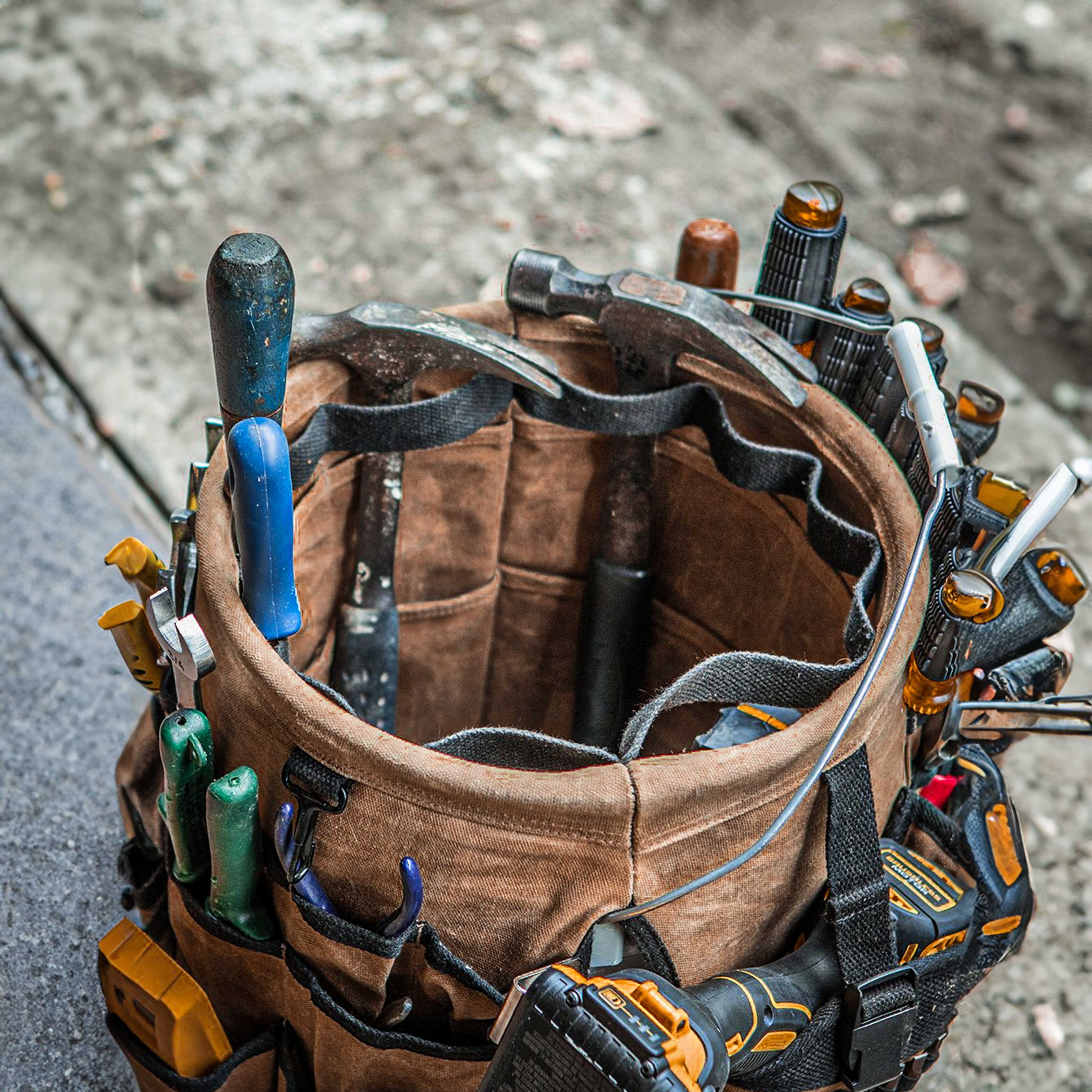 yeti bucket tool bag Waxed Canvas Tool Bucket Organizer | Best Quality