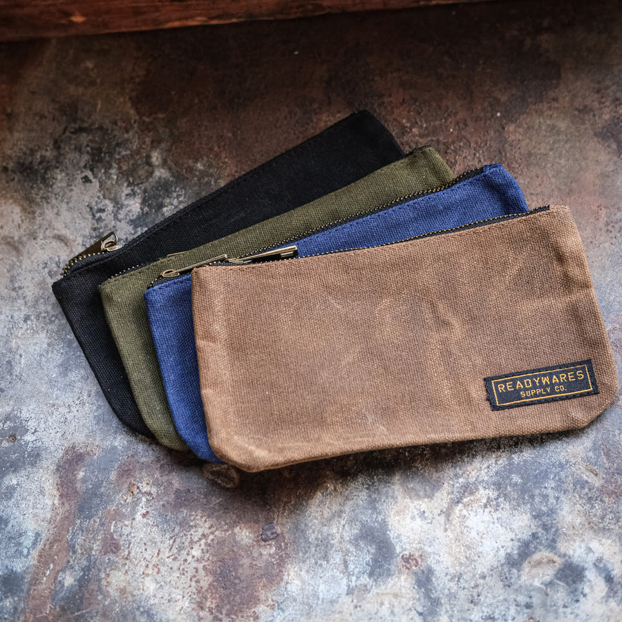 Readywares Waxed Canvas Pencil Case Pouch (Set of 4) 8.5 Long x 4 Tall.