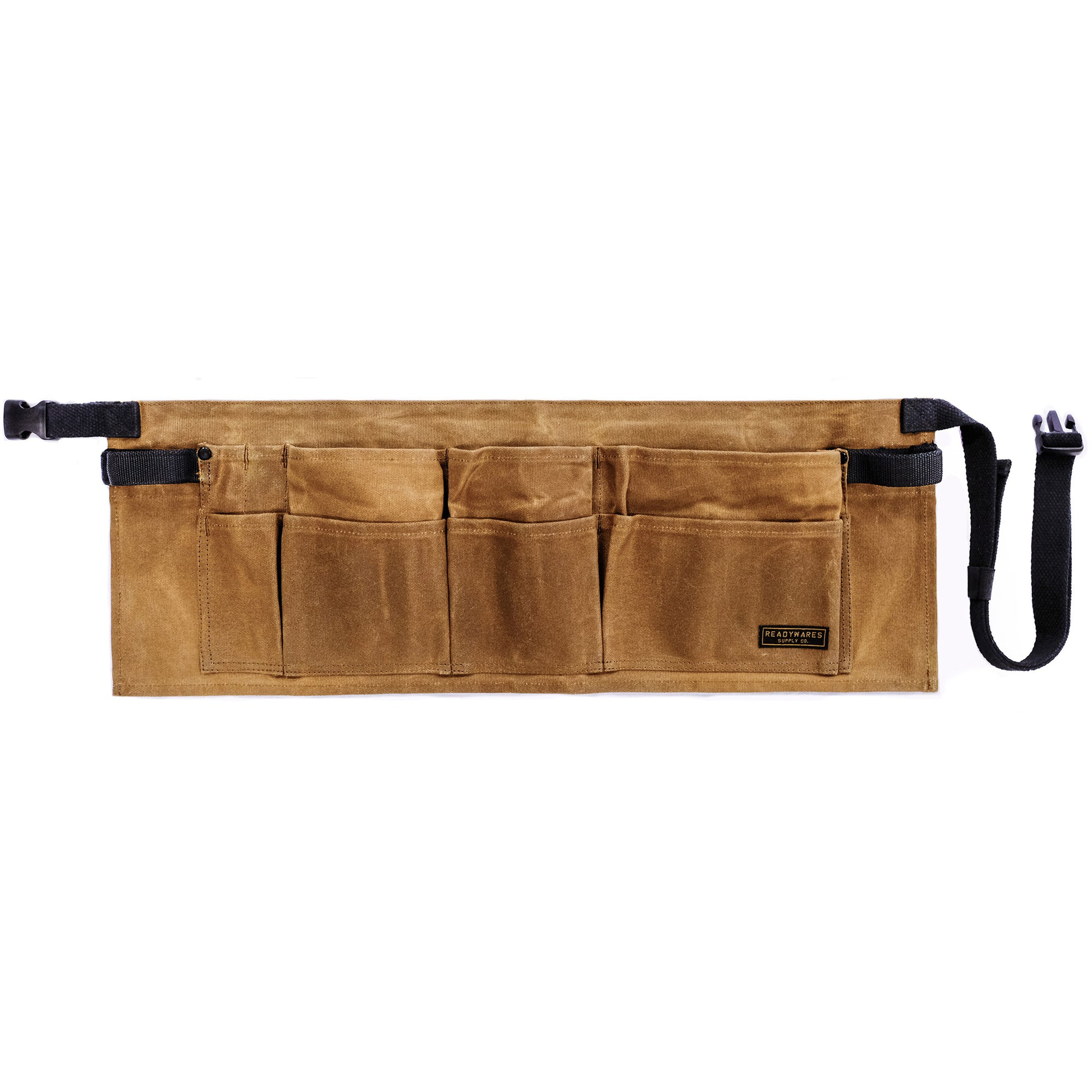 Manufacturer photo of the tan Readywares WA-2014 Waist Tool Apron showing its waist strap and front tool pockets